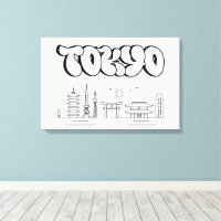 Tokyo Skyline Urban Graffiti - Arte de tela estira