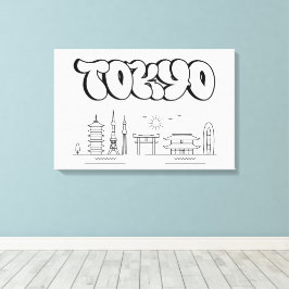 Tokyo Skyline Urban Graffiti - Arte de tela estira