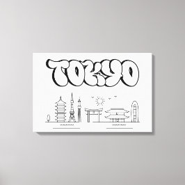 Tokyo Skyline Urban Graffiti - Arte de tela estira