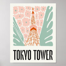 Tokyo Tower Japón abstracto viaje arte floral