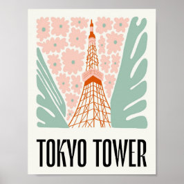 Tokyo Tower Japón abstracto viaje arte floral