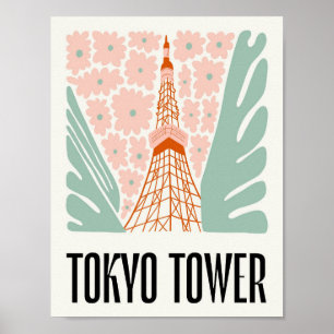 Tokyo Tower Japón abstracto viaje arte floral