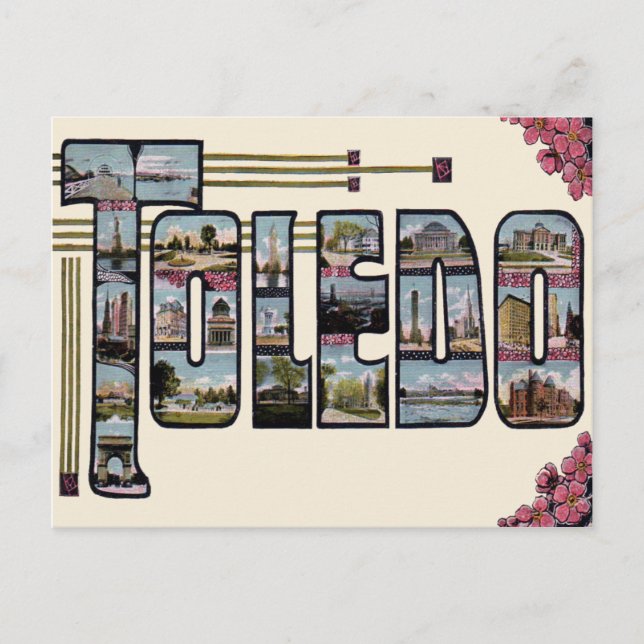 Toledo, OH Gran Letra Postal Escénica (Anverso)