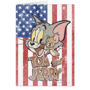Tom y Jerry con la bandera de Estados Unidos