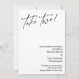 ¡Toma Dos Moderna! Tarjeta Simple de Boda Pospuest