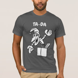 Toma TA-DA en la camiseta de la caja