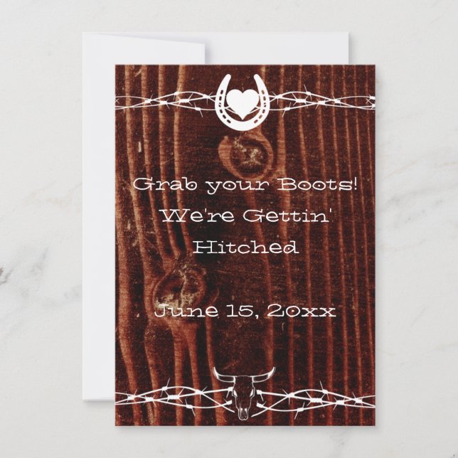 Toma tu Boots Country Western Wedding Invitación (Anverso)