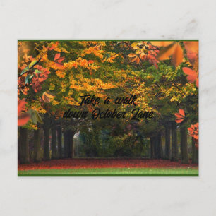 Toma un paseo por October Lane tarjeta postal de o