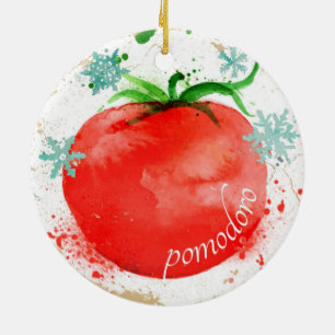 Tomate acuarela comida italiana adorno navideño