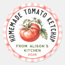 Tomate casero Ketchup etiqueta tomate acuarela