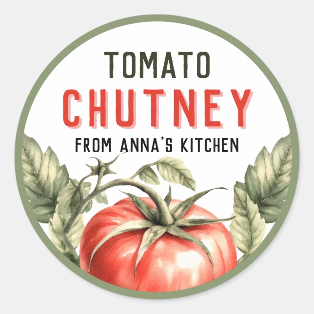 Tomate Chutney Etiqueta acuarela tomate (Anverso)