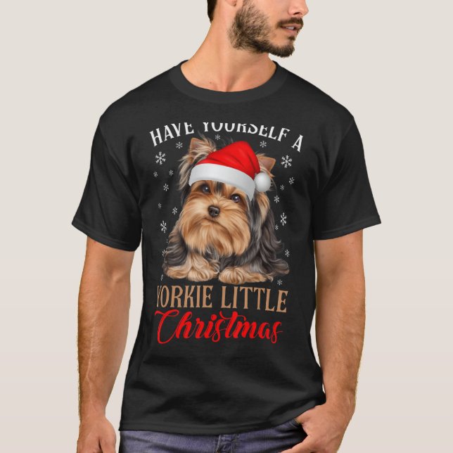 Tómate Un Perro De Camisa De Navidades Yorkie (Anverso)