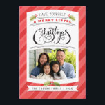 Tómate unas tarjetas de fotos navideñas<br><div class="desc">"navidades" con letras de mano con tu foto,  una colmena de color pintada a mano y rayas de fondo.</div>