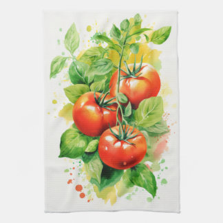 Tomates y toalla de té basil