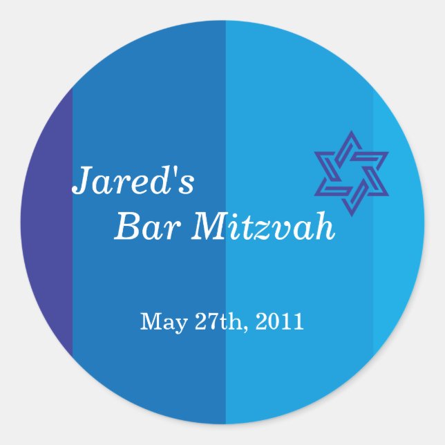 Tonal Blue Bar Mitzvah Pegatina (Anverso)