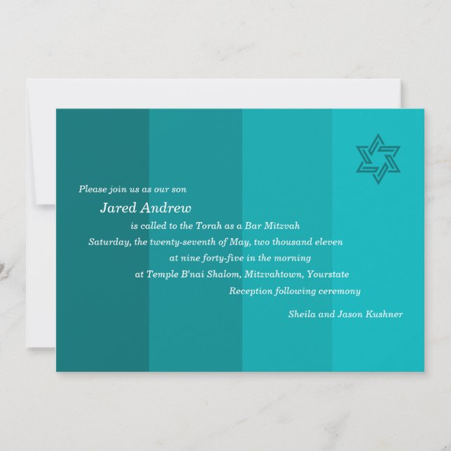 Tonal Seagreen Bar Mitzvah invitación (Anverso)