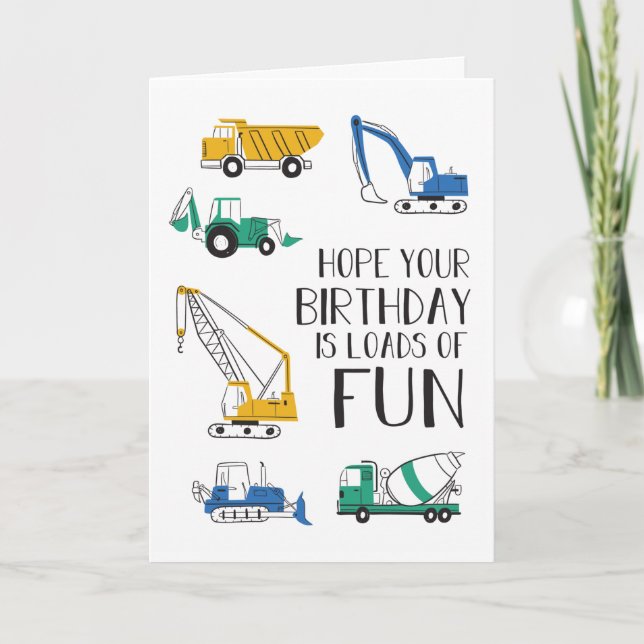 Toneladas de tarjeta de cumpleaños de construcción (Anverso)