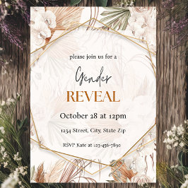Tono cálido Pampas Boho Invitación a revelar géner