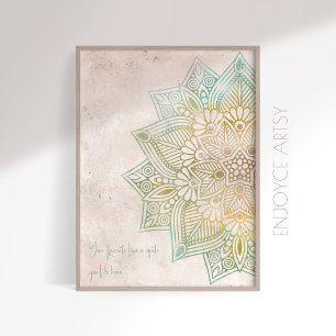 Tono neatral único oro mandala arte de pared india