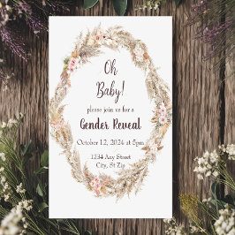 Tono neutro Boho Pampas Género revelar invitación