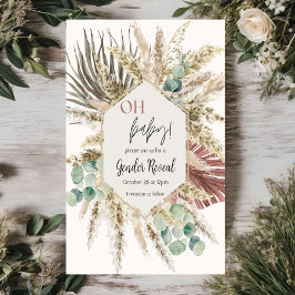 Tono neutro Boho Pampas Género revelar invitación