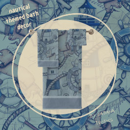 Tonos azules del faro de temática náutica