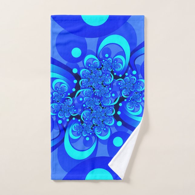 Tonos de azul Arte fractal abstracto moderno (Toalla de mano)