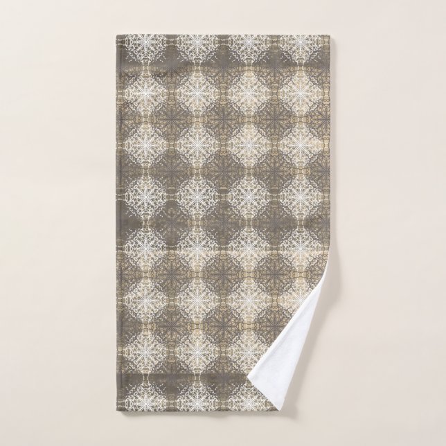 Tonos de Gris, Beige y Encaje Blanco (Toalla de mano)