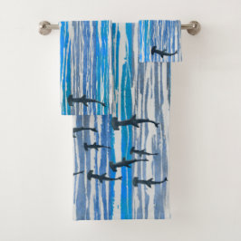 Tonos de rayas azules, grises y blancas y tiburone