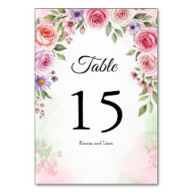Tonos de tarjeta de número de mesa botánica Rosa P