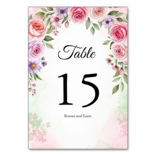 Tonos de tarjeta de número de mesa botánica Rosa P