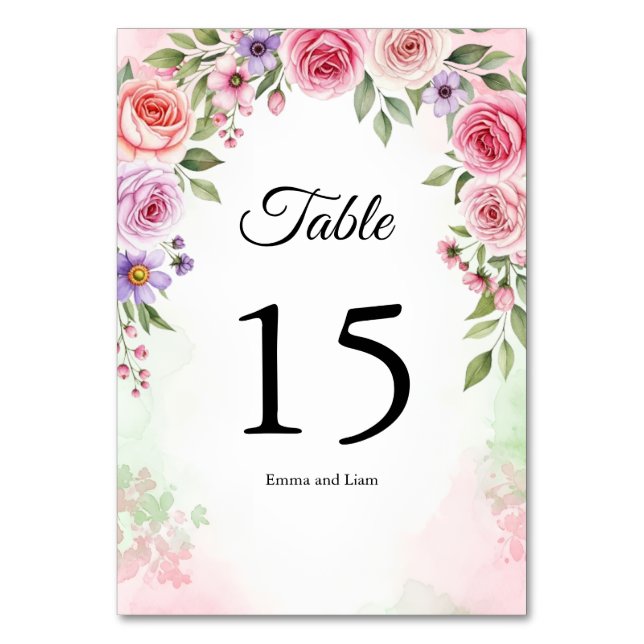 Tonos de tarjeta de número de mesa botánica Rosa P (Reverso)