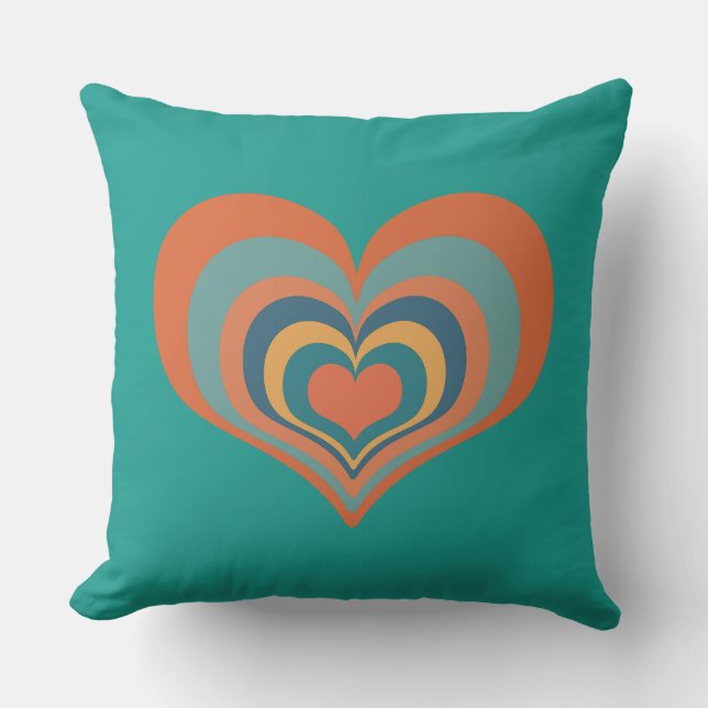 Tonos de tierra Corazón retro almohada de lanzamie (Anverso)