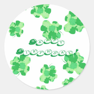 Tonos de verdes Pegatinas de Shamrock Happy Birthd