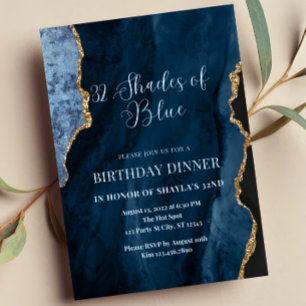 Tonos editables de la invitación azul, azul y oro