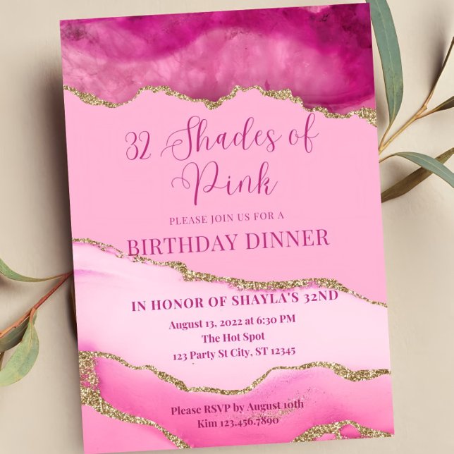 Tonos editables de la invitación rosada, cumpleaño (Subido por el creador)
