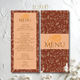 Tonos marrones otoño hojas menú plano