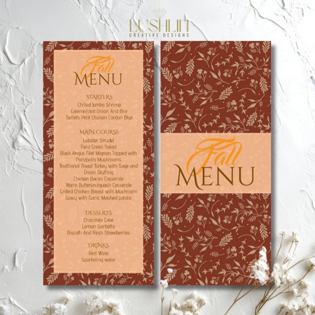 Tonos marrones otoño hojas menú plano (Subido por el creador)