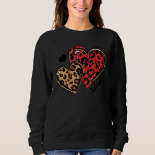Top de corazón rojo con estampado de leopardo para