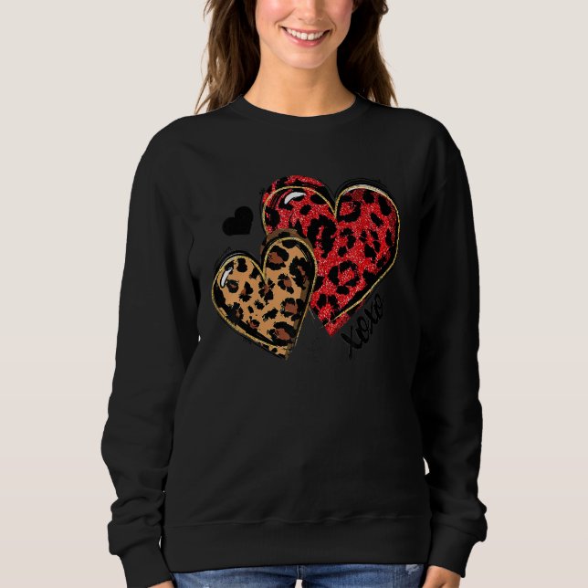 Top de corazón rojo con estampado de leopardo para (Anverso)