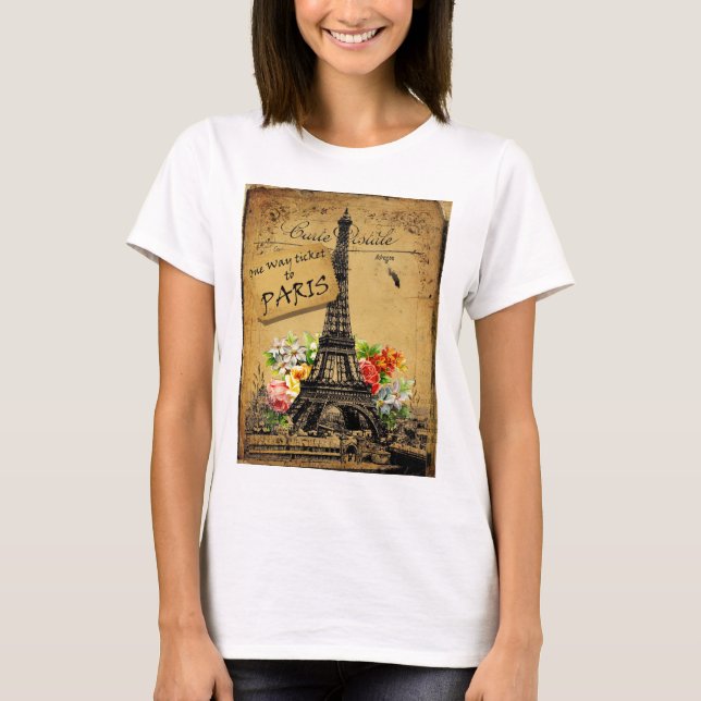 Top de la camiseta de algodón de la torre Eiffel (Anverso)