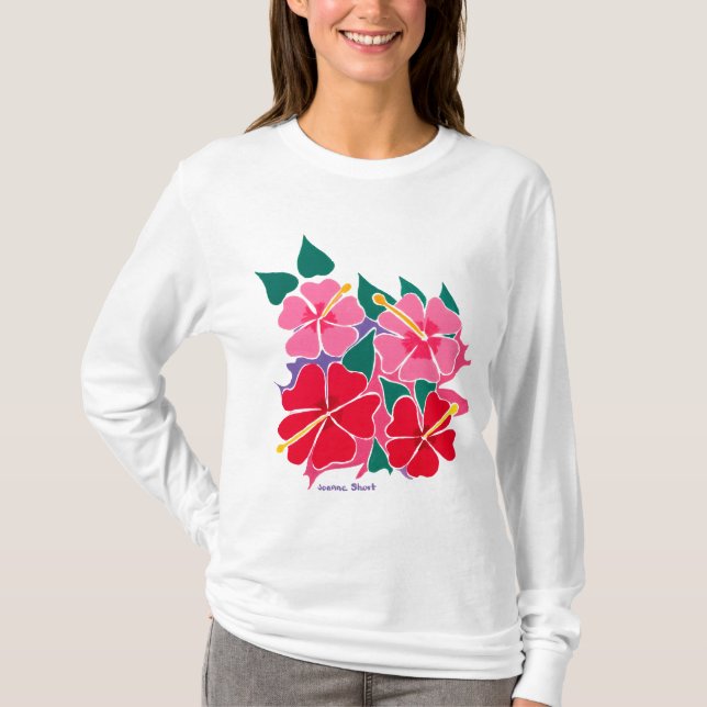 Top del arte: Blusa de manga larga florida del (Anverso)