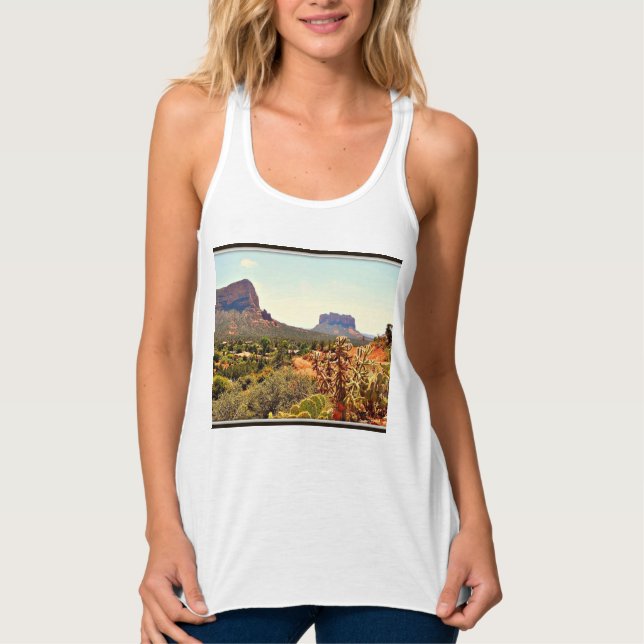 Top del tanque básico femenino - Paisaje de Sedona (Anverso)