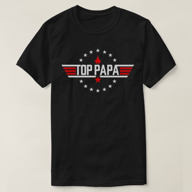 Top papa Birthday Gun Jet Fathers day Funny 80s Fa (Diseño del anverso)