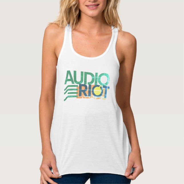 Top sin Mangas Audio Riot Playa Desteñido (Mujer) (Anverso)