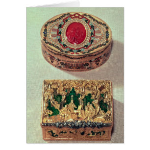 Top: Tabaquera del oro embutida con las diversas