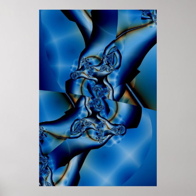 Topaz | Arte fractal azul y blanco (Frente)