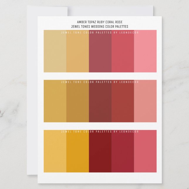 Topaz Ruby Coral Rosa Jewel Tone Boda Colores (Anverso)