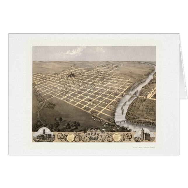 Topeka, mapa panorámico de KS - 1869 (Anverso (Horizontal))