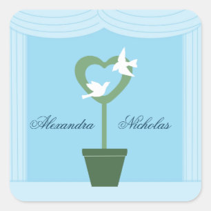 Topiario cardíaco y palomas pegatinas de la boda a